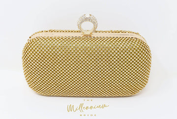 Gold Crystal Wedding Clutch, Statement Bag, Evening Clutch, Wedding Clutch, Bridal Bag, White Cross Body Bag